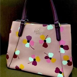 Kate Spade Pink and White Crossbody Bag with Playful Print